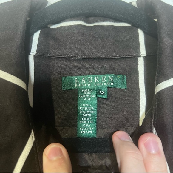 Ralph Lauren Jacket Blazer Brown and White Stripe Paneled Check Size 2X Classic - Picture 8 of 11